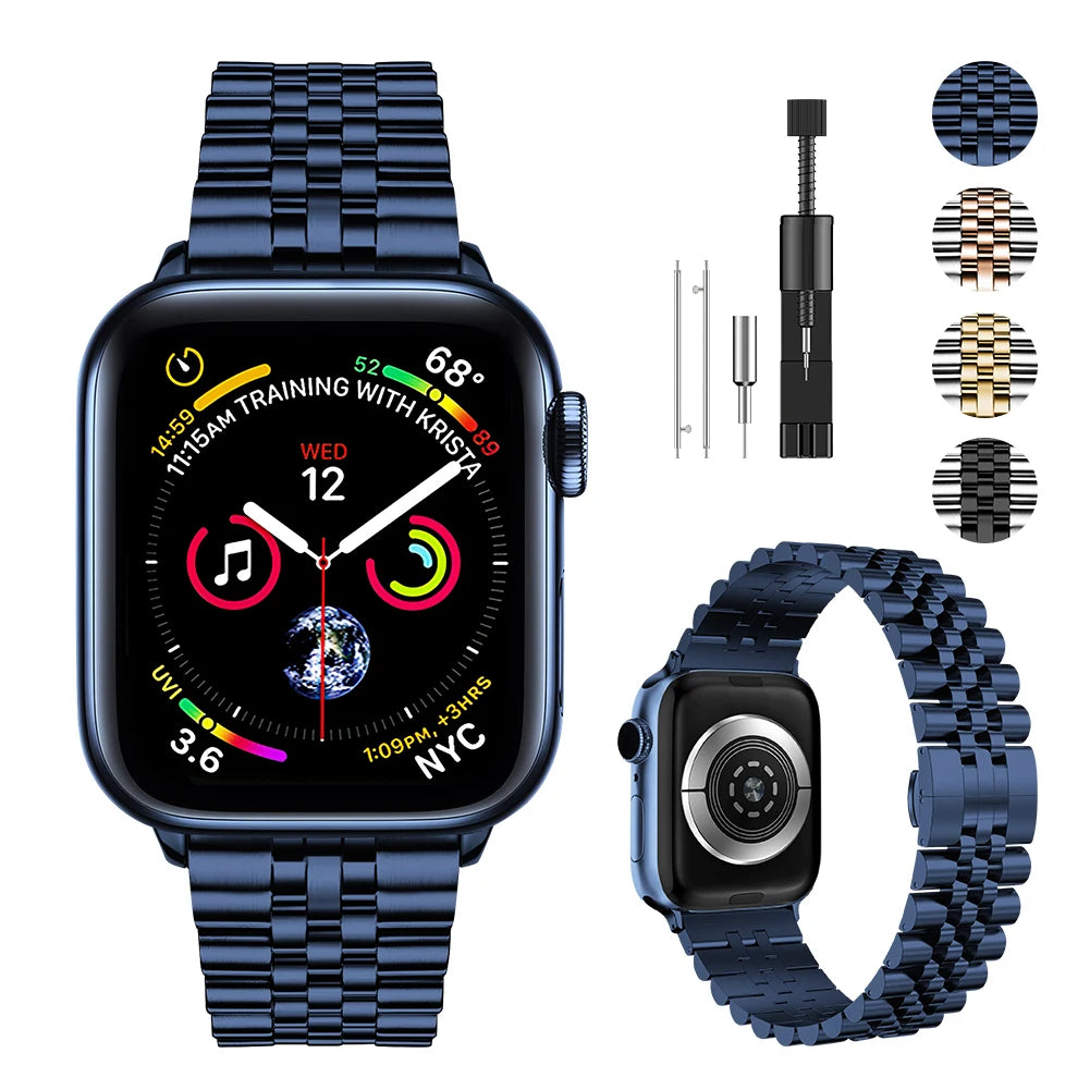 Metallband für Apple Watch 49mm, 45mm, 44mm, 42mm, 41mm, 40mm | Premium Edelstahl Armband für iWatch 10/9/8/7/6/5/4/3/2/1 & Ultra 2/1, SE: 2024, 2023, 2022, 2021, 2020, 2019, 2018, 2017, 2016 | Top-Qualität Gürtel