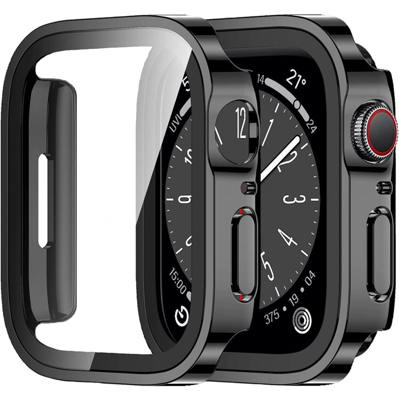 Premium Glasgehäuse für Apple Watch Serie 9/8/7/Ultra: 45mm, 41mm, 49mm, 44mm, 40mm | Hochwertige Displayschutz-Hülle & Cover für iWatch 10/9/8/7/6/5/4/3/2/1 & Ultra 2/1, SE: 2024, 2023, 2022, 2021, 2020, 2019, 2018, 2017, 2016,