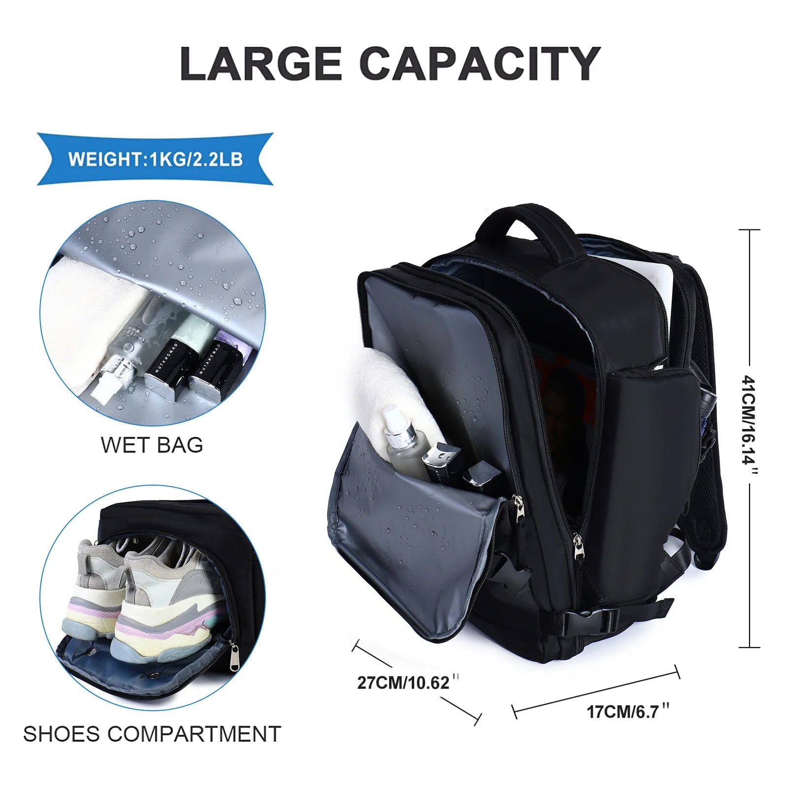 High-quality classic men's business backpack: expandable USB pocket, large capacity, waterproof & stylish MacBook Air/Pro/M3/M2/M1: 16,14,13-inch | 2024/2023/2022/2020 Series