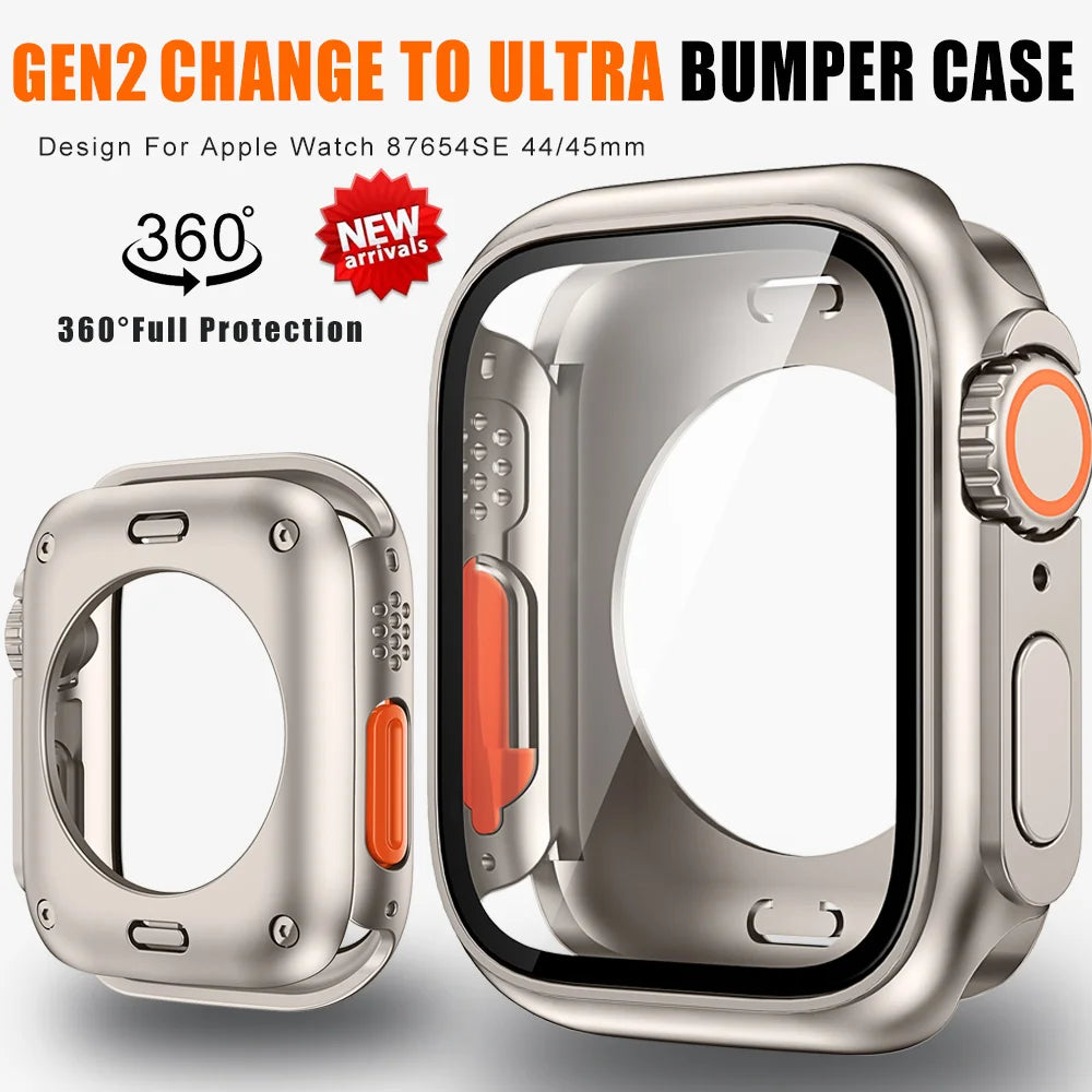 Premium Displayschutzfolie & Cover Hülle für Apple Watch 44mm 45mm 40mm 41mm - Robustes PC-Front & Rückseitenstoßstangengehäuse für iWatch Serie 10/9/8/7/6/5/4/3/2/1 & Ultra 2/1, SE: 2024, 2023, 2022, 2021, 2020, 2019, 2018, 2017, 2016,