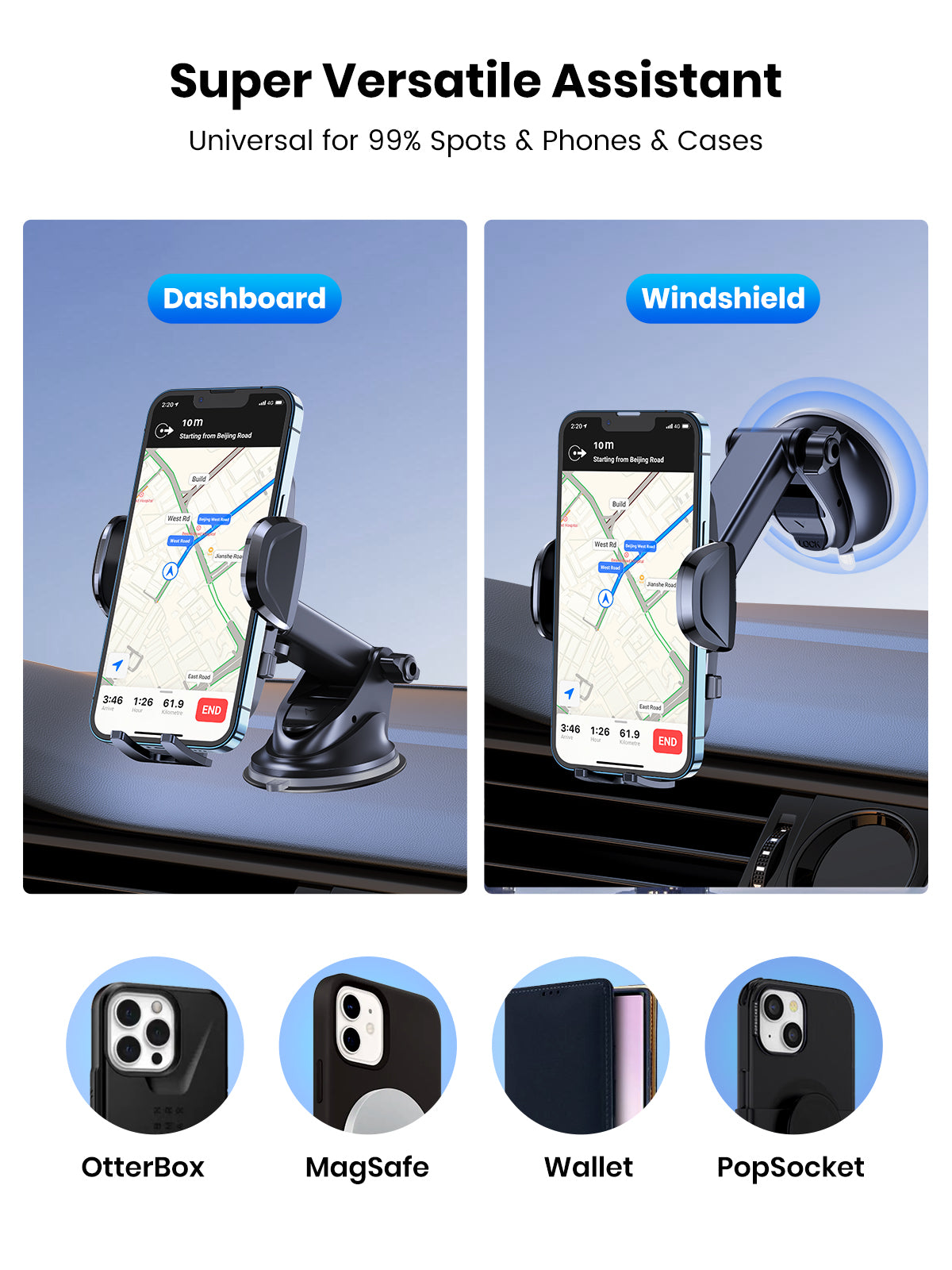 Premium Universal Auto-Telefonhalter mit Hakenclip, Lüftungshalterung, 360° Rotation | Handyhalter fürs Auto, Kompatibel mit Smartphones, Apple iPhone, Samsung, iOS  Android | Limitierte Auflage