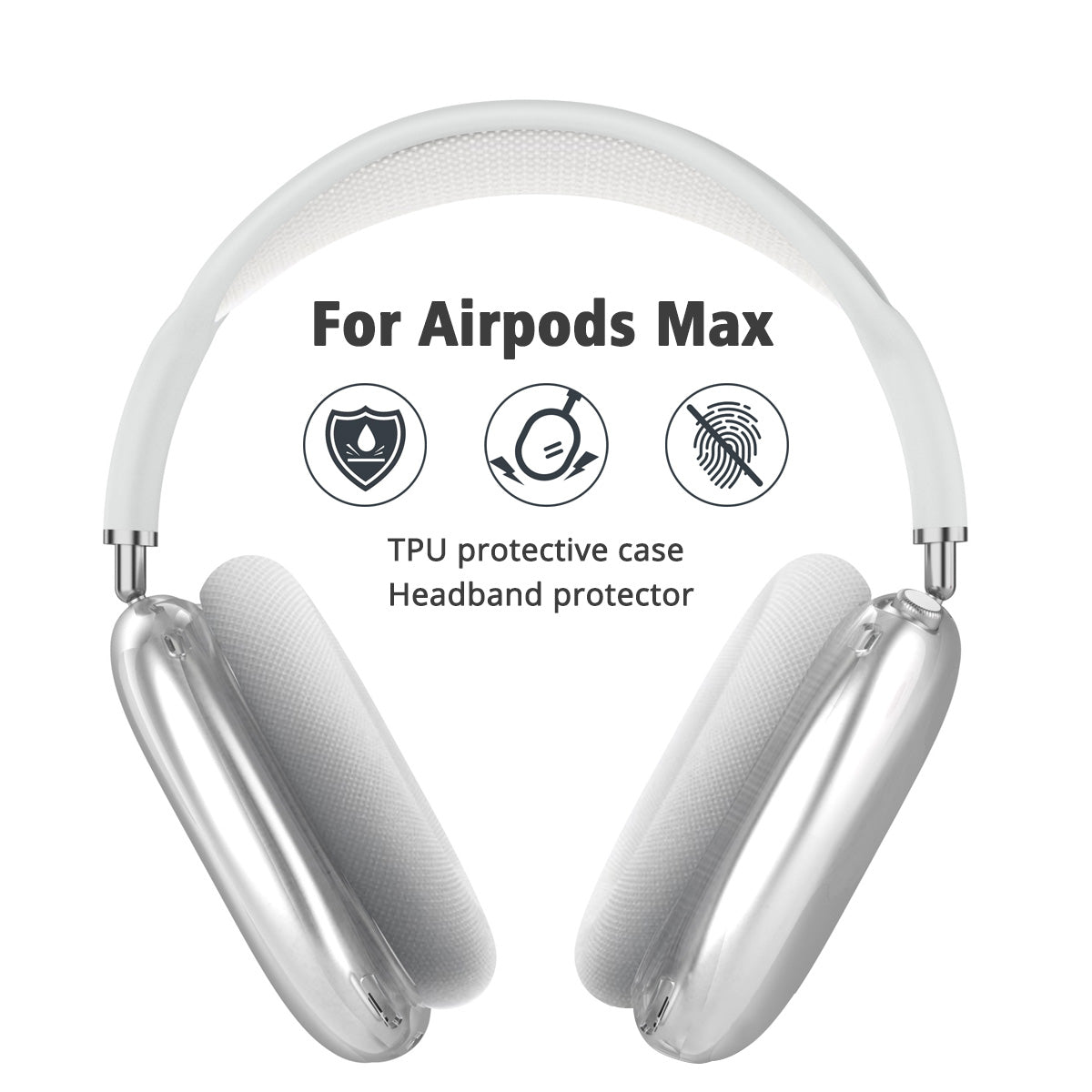 Premium TPU Schutzhülle für Apple AirPods Max Stoßfestes & kratzfestes transparentes Kopfhöreretui | Weiche, transparente Abdeckung - Premium Schutz für kabellose Ohrhörer