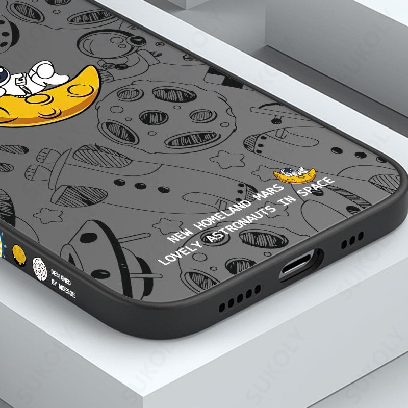 Luxus Astronaut-Acryl Mattes Cartoon-Design Klare iPhone-Hülle