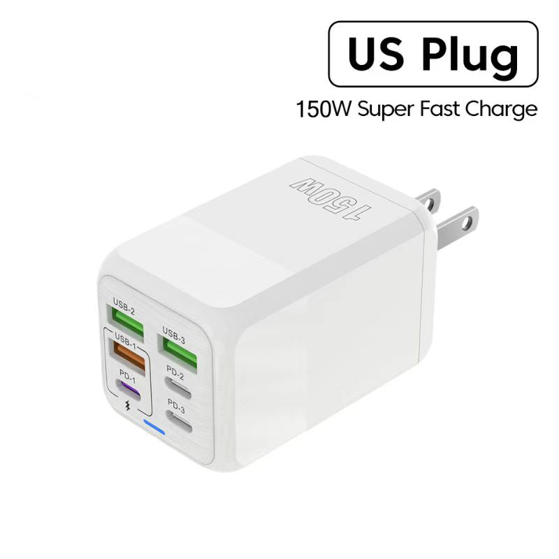 Premium 65 W Gan Ladegerät Desktop Schnellladestation | 4-in-1 Laptop & Handy Adapter für Smartphones, Apple iPhone, Samsung, iOS & Android Xiaomi,- Schnellladen