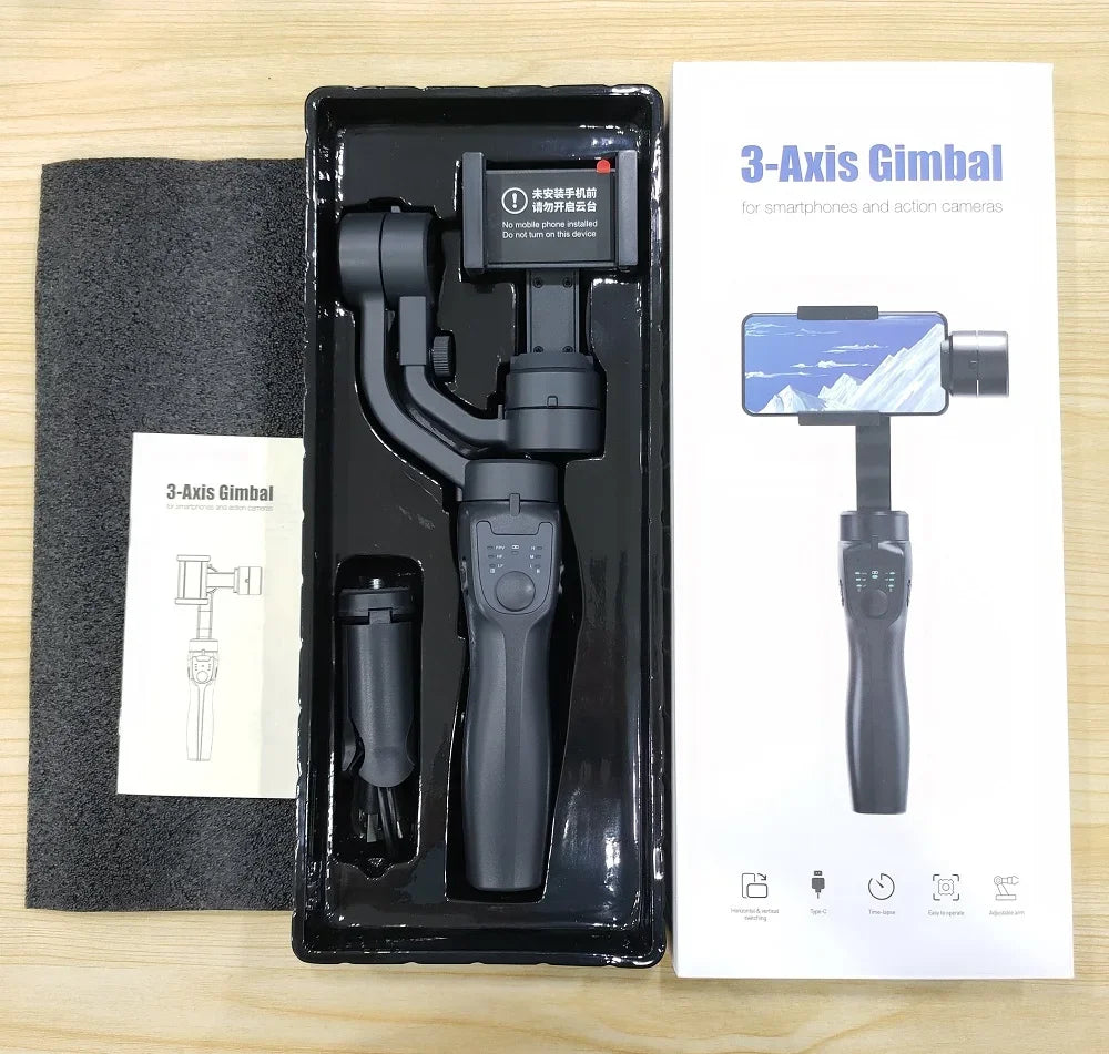 3-Achsen Faltbarer Handheld-Gimbal-Stabilisator für Smartphones, Apple iPhone, Samsung, iOS & Android | Anti-Wackel Videoaufnahme fürVlogs