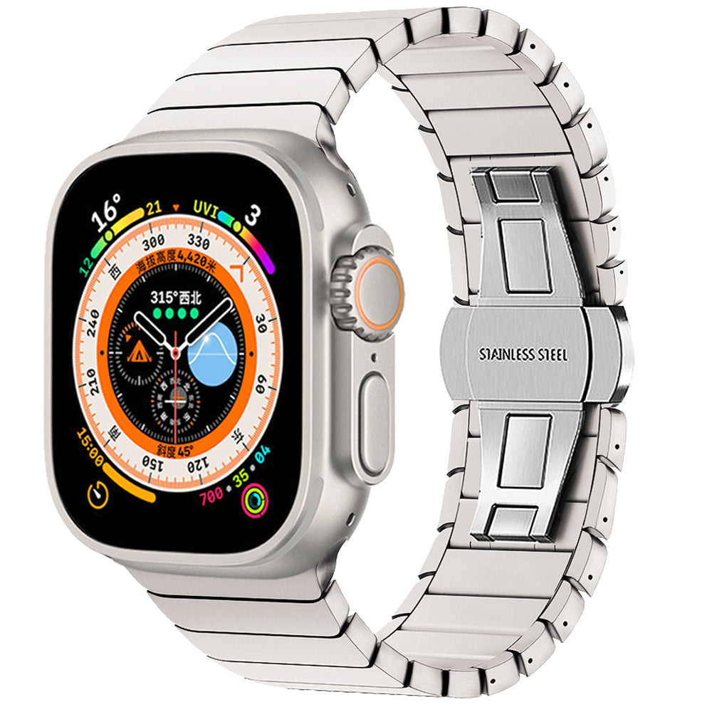 Titan Farbband für Luxury Apple Watch Serie 10/9/8/7/6/5/4/3/2/1 & Ultra 2/1, SE: 2024, 2023, 2022, 2021, 2020, 2019, 2018, 2017, 2016 | Schlaufe für iWatch 45mm 41 42 44mm 38 40mm Edelstahl-Armband in erstklassiger Qualität