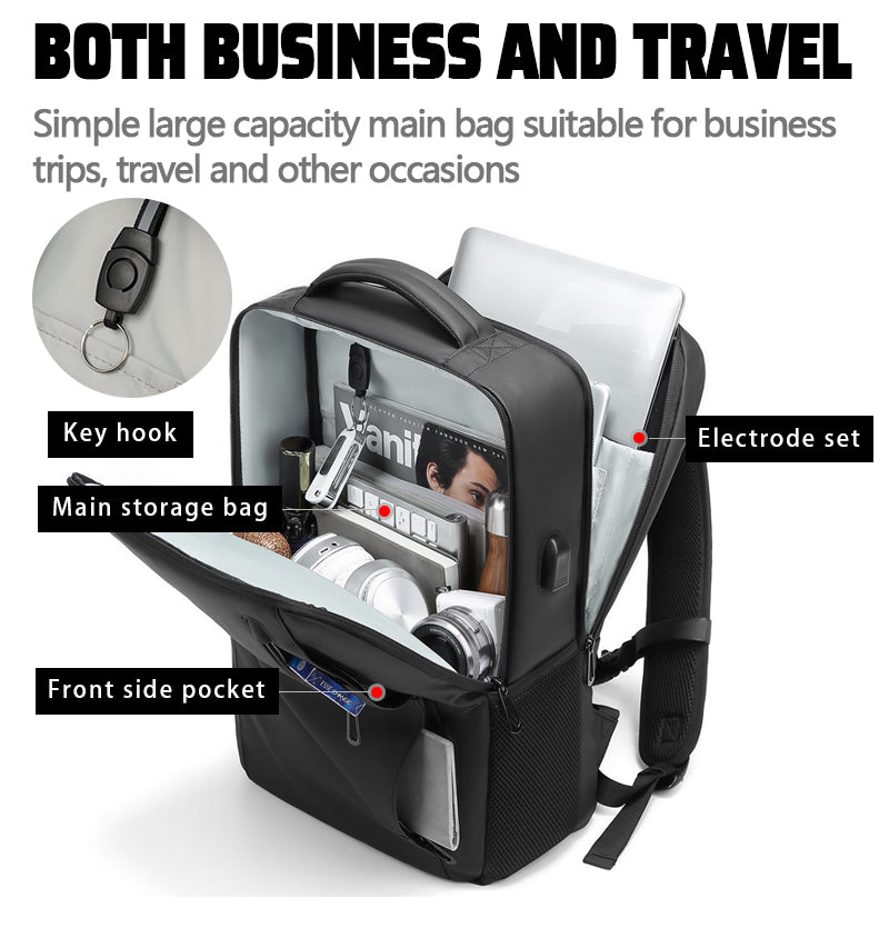 High-quality classic men's business backpack: expandable USB pocket, large capacity, waterproof & stylish MacBook Air/Pro/M3/M2/M1: 16,14,13-inch | 2024/2023/2022/2020 Series