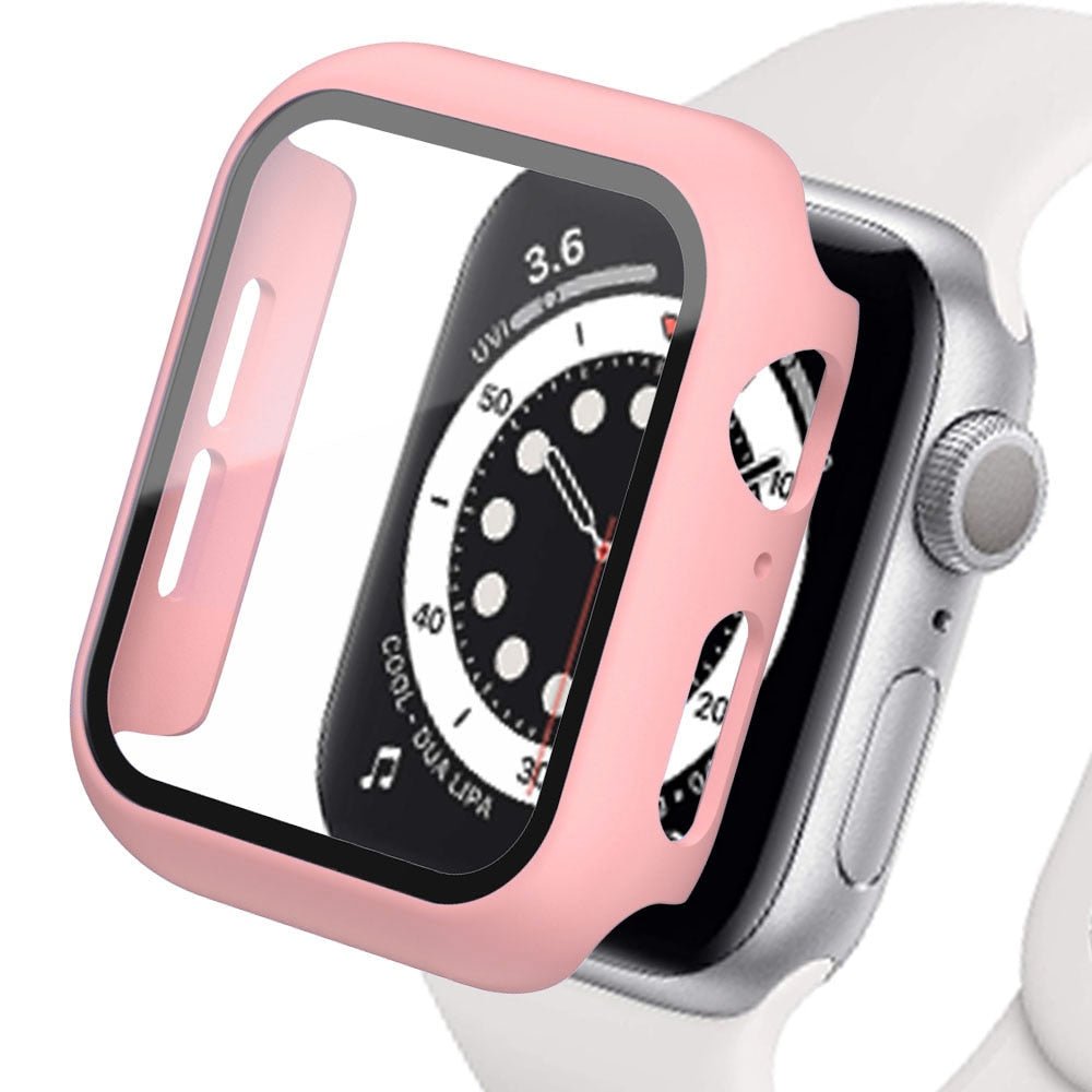 Gehärtete Glasschutz PC-Stoßfänger Apple Watch Serie 9/8/7/6/5/4/SE Schutzfolie Gehäuse 38mm, 40mm, 41mm, 42mm,