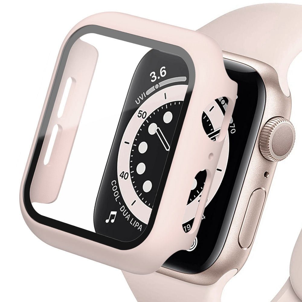 Gehärtete Glasschutz PC-Stoßfänger Apple Watch Serie 9/8/7/6/5/4/SE Schutzfolie Gehäuse 38mm, 40mm, 41mm, 42mm,